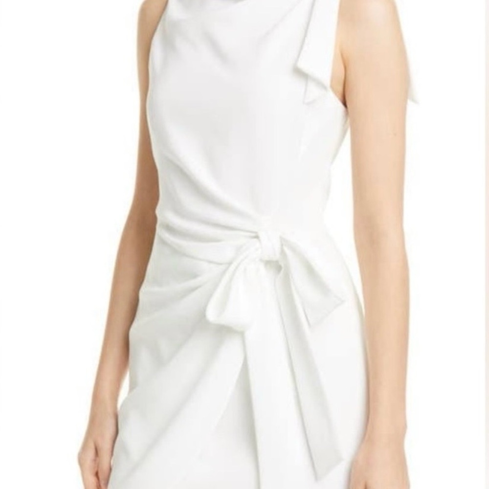 cinq a sept White One-Shoulder Tie-Waist Dress